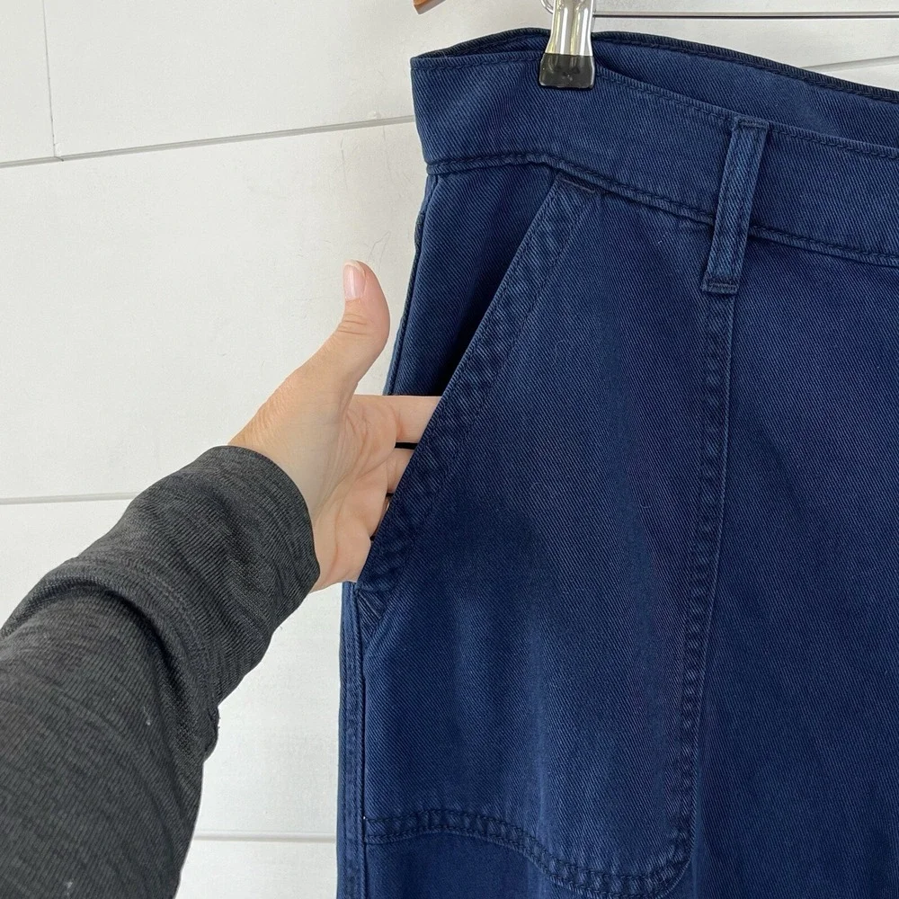 NWT Banana Republic‎ Wide Leg Jean Women 32 Navy Blue High Rise Patch Pocket